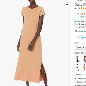 Terracotta 100% Cotton Amazon Essentials Dress